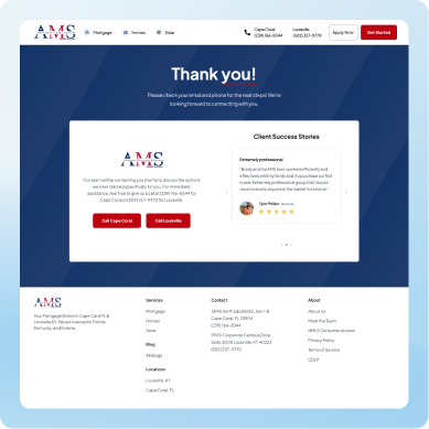 AMS Confirmation Page