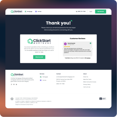 ClickStart Confirmation Page
