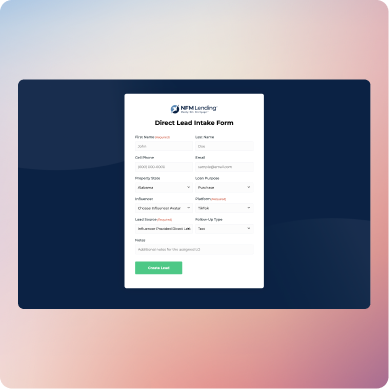 NFM Home Direct Intake Form